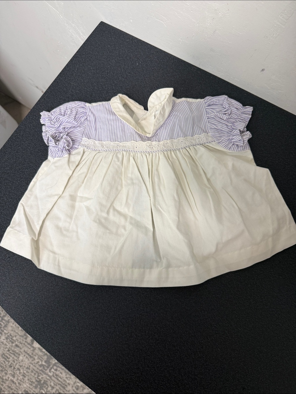 Sears Cream and Light Purple Baby Dress